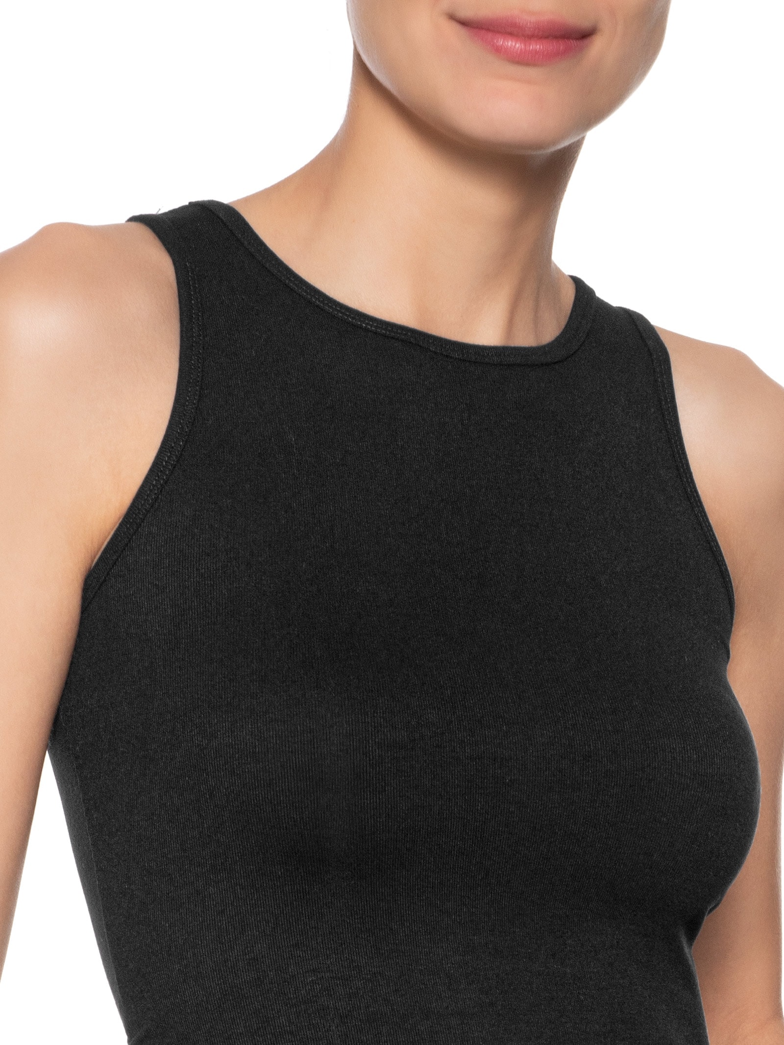 Regata Feminina Detalhe Drapeado Preto Basiq