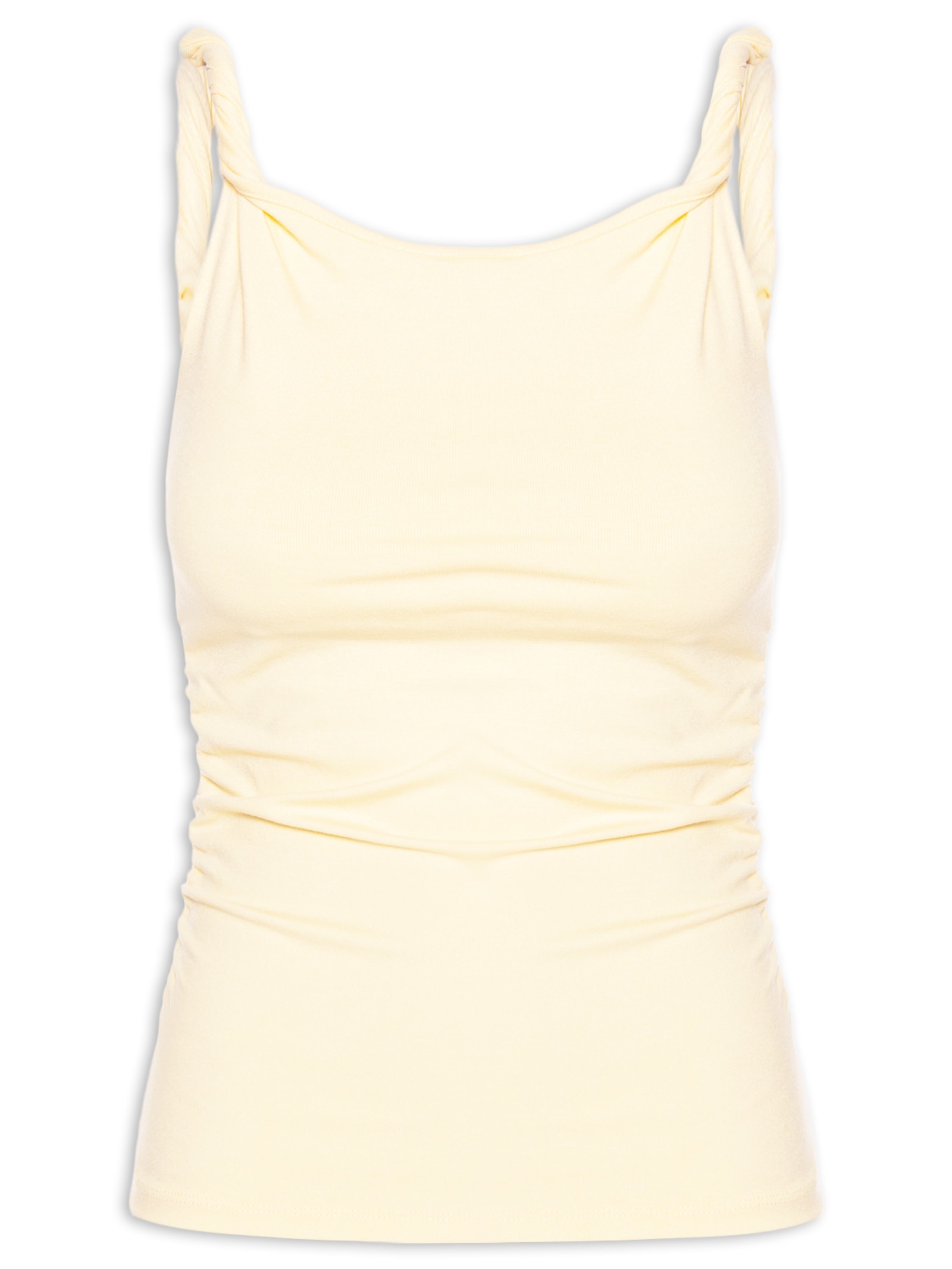 Regata Feminina Drapeada Amarelo Basiq