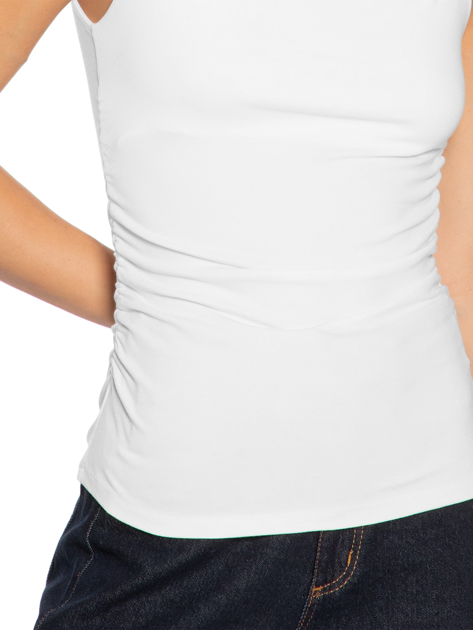 Regata Feminina Drapeada Branco Basiq