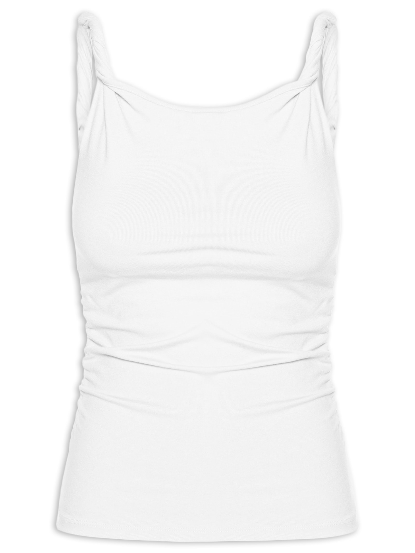 Regata Feminina Drapeada Branco Basiq