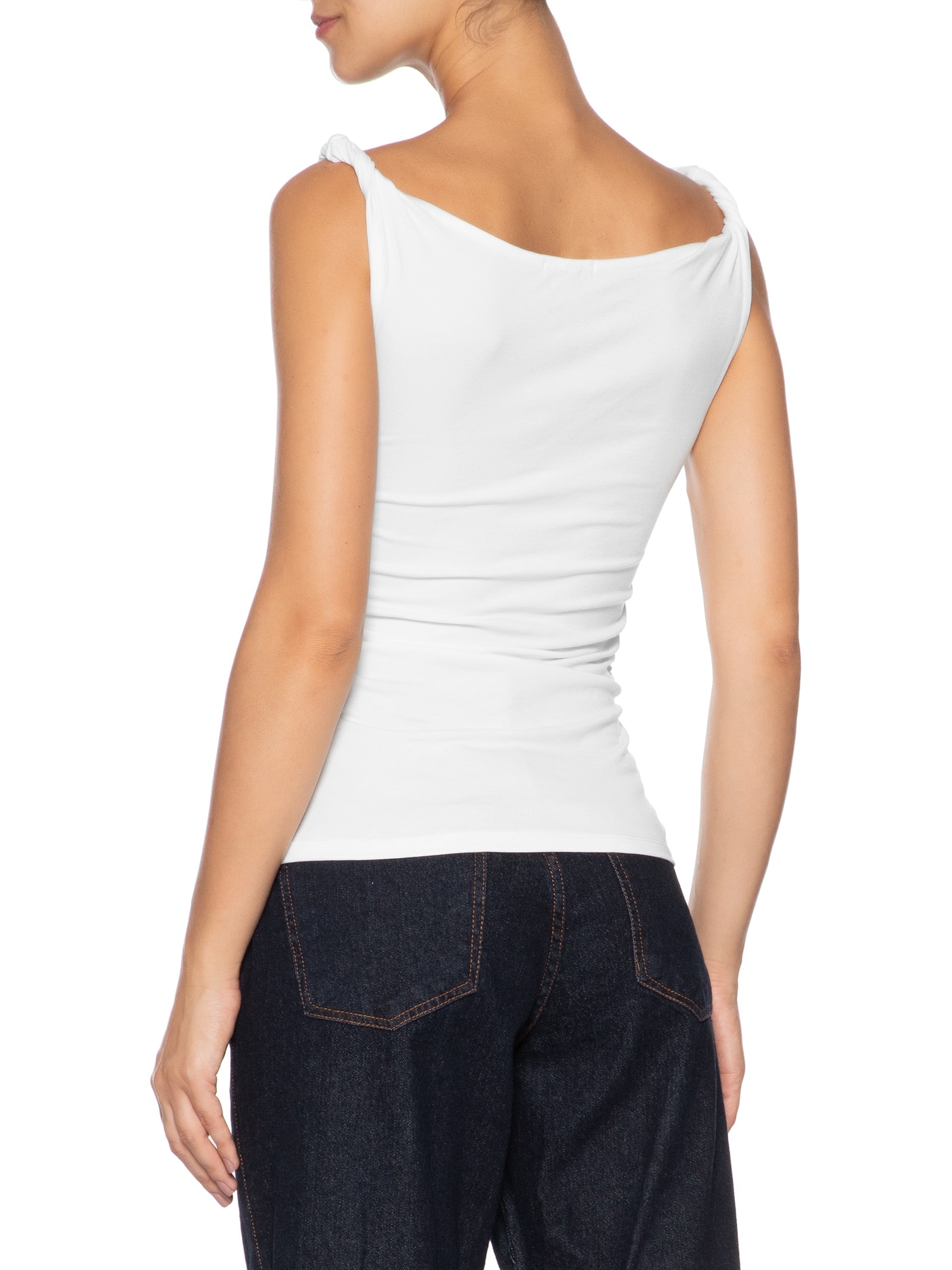 Regata Feminina Drapeada Branco Basiq