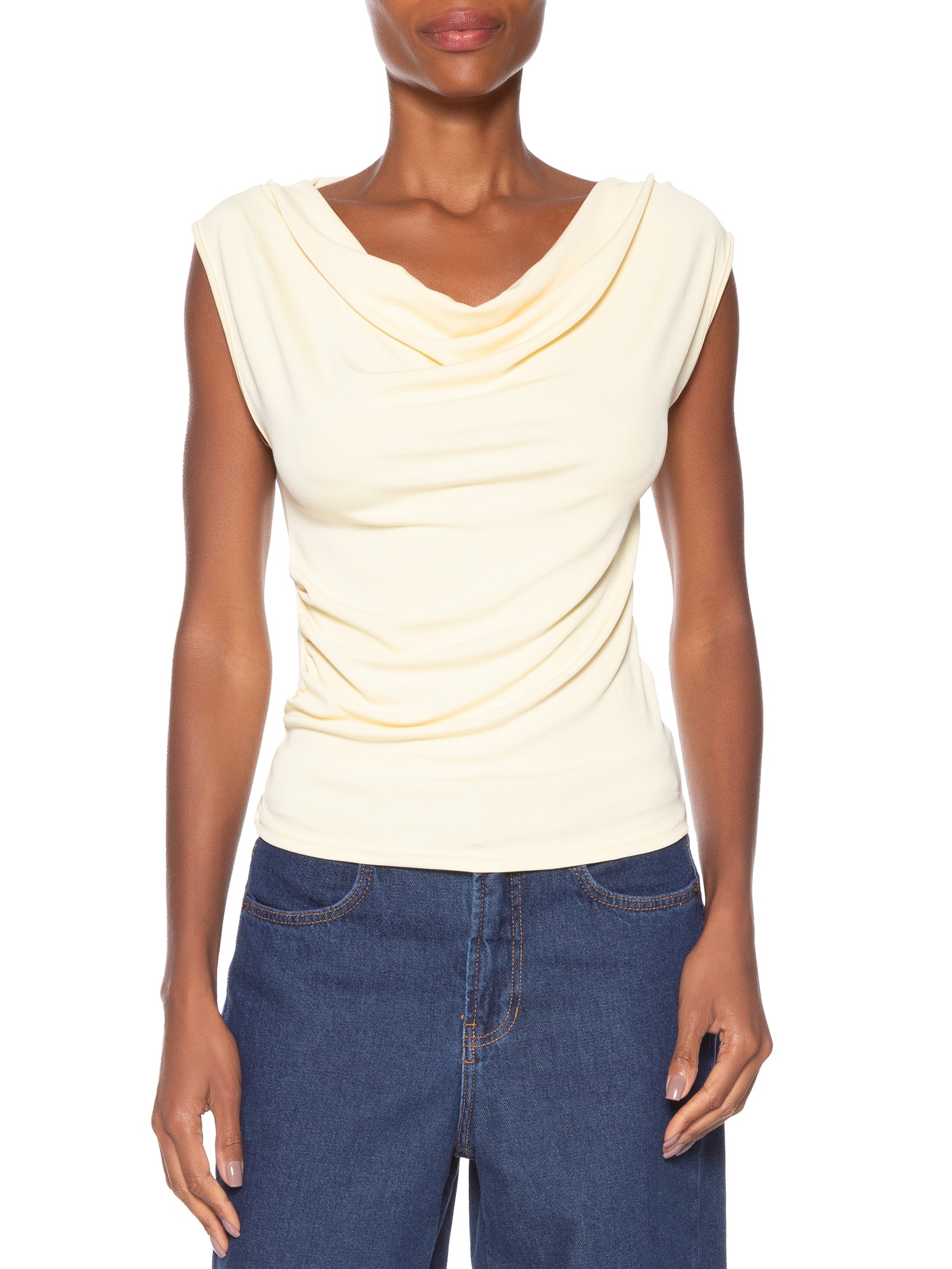 Regata Feminina Drapeada Degagê Amarelo Basiq