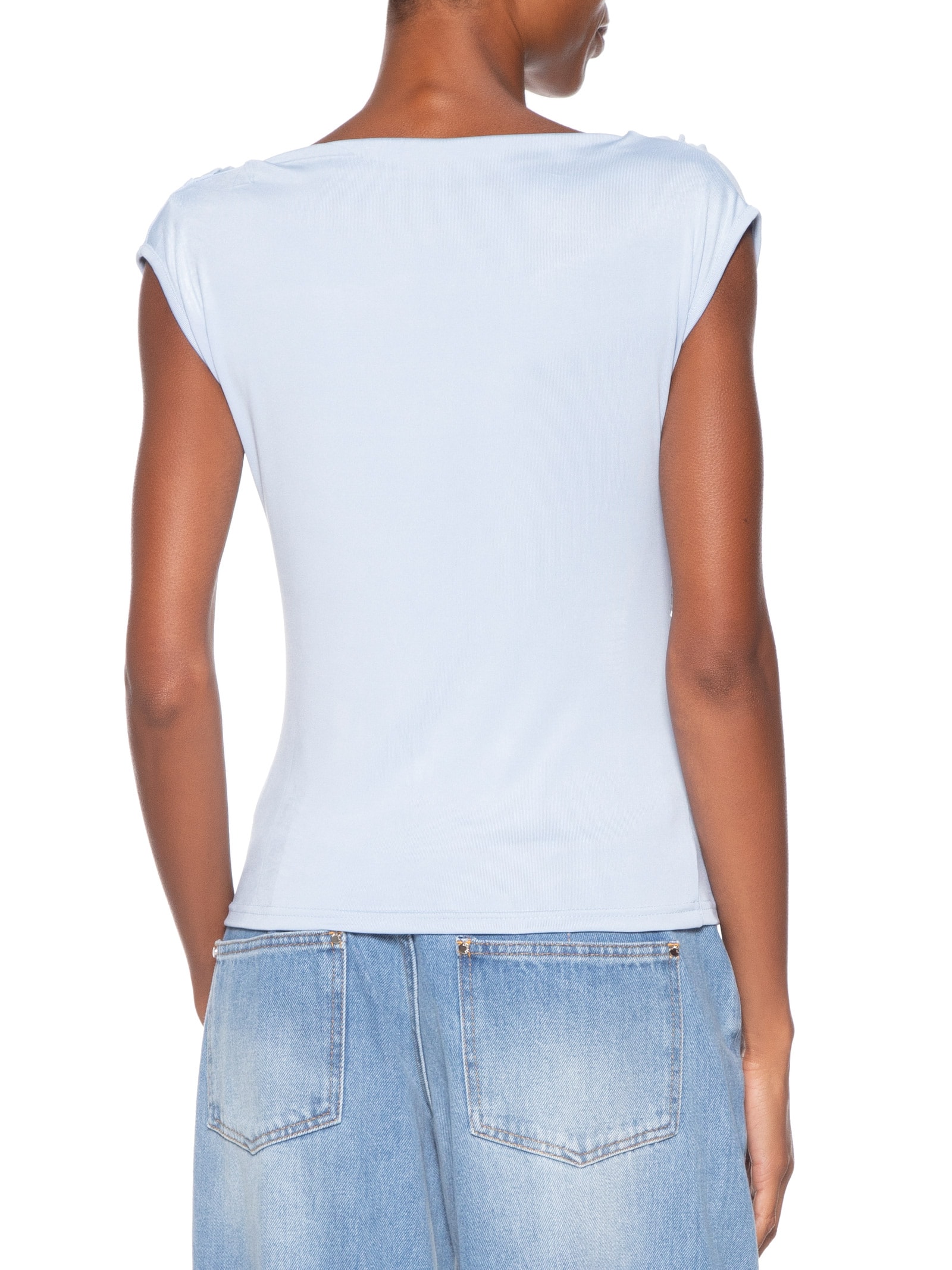 Regata Feminina Drapeada Degagê Azul Basiq