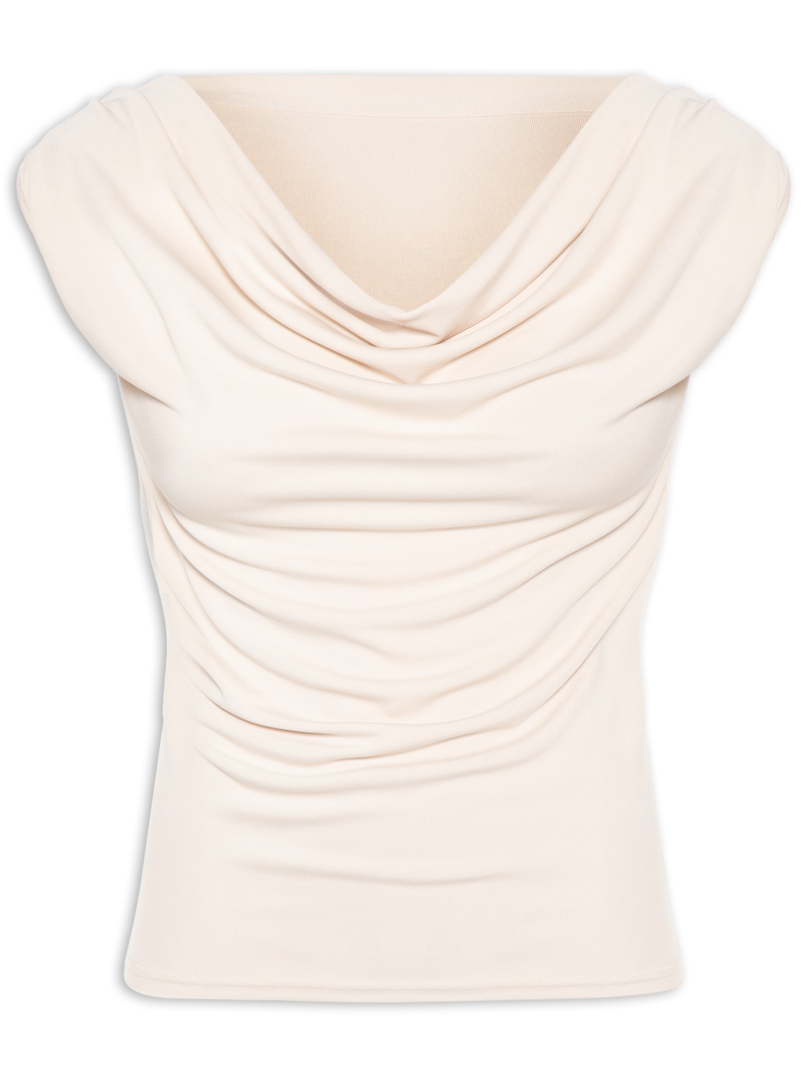 Regata Feminina Drapeada Degagê Bege Basiq