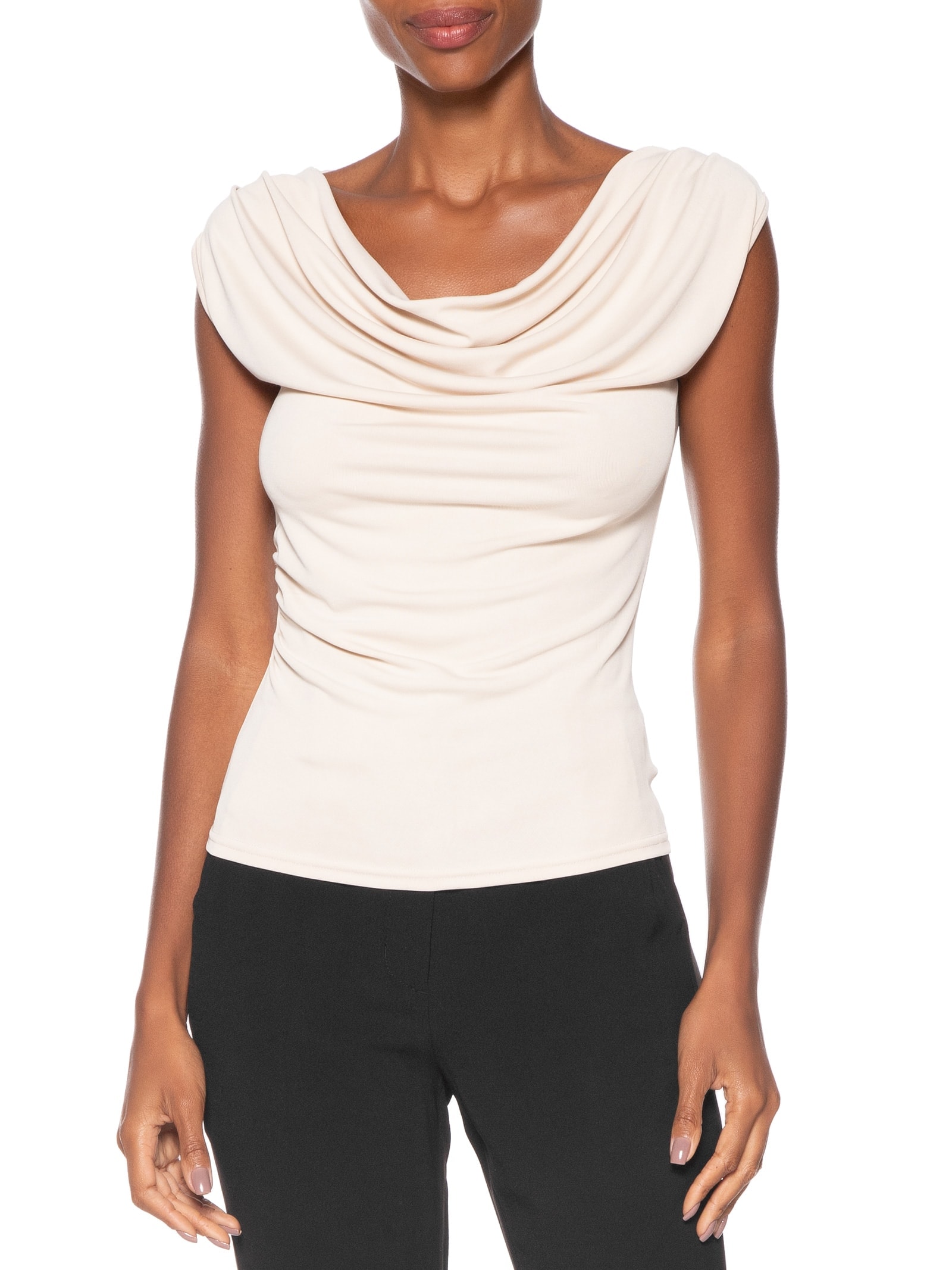 Regata Feminina Drapeada Degagê Bege Basiq