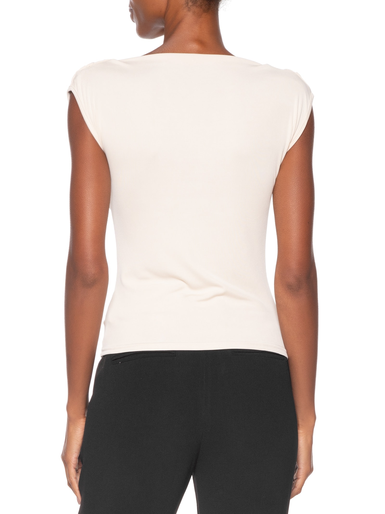 Regata Feminina Drapeada Degagê Bege Basiq