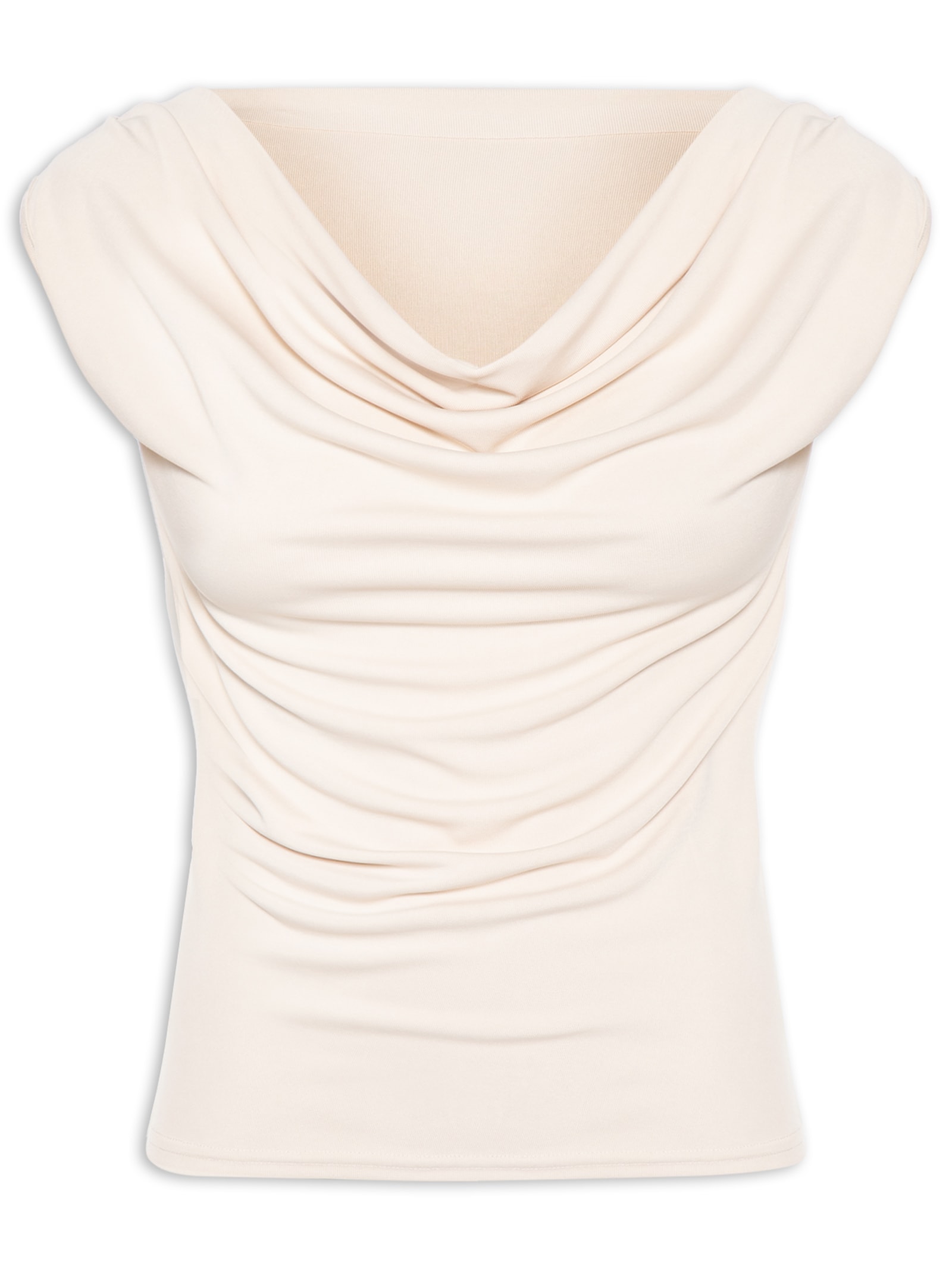 Regata Feminina Drapeada Degagê Bege Basiq