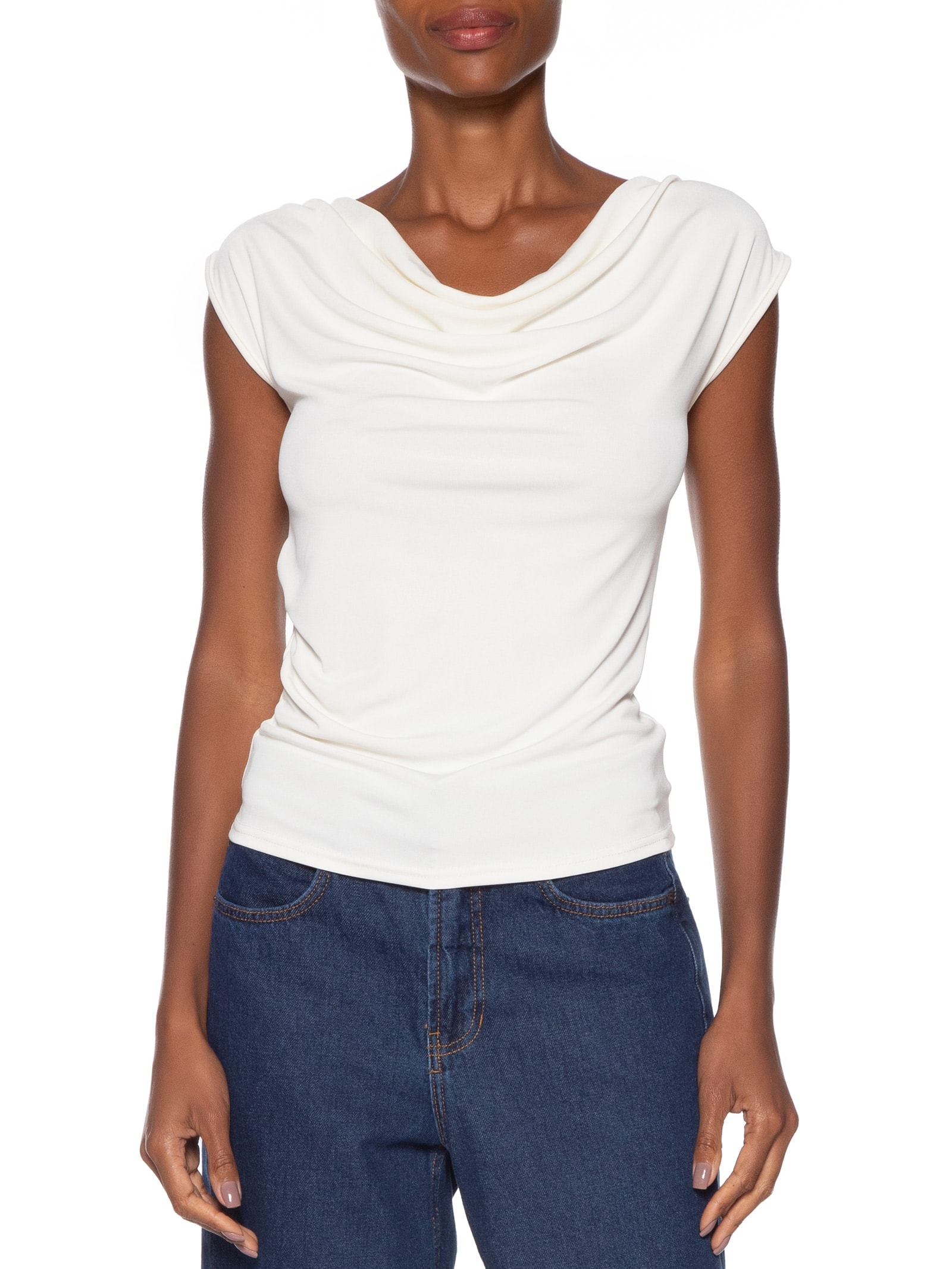 Regata Feminina Drapeada Degagê Branco Basiq