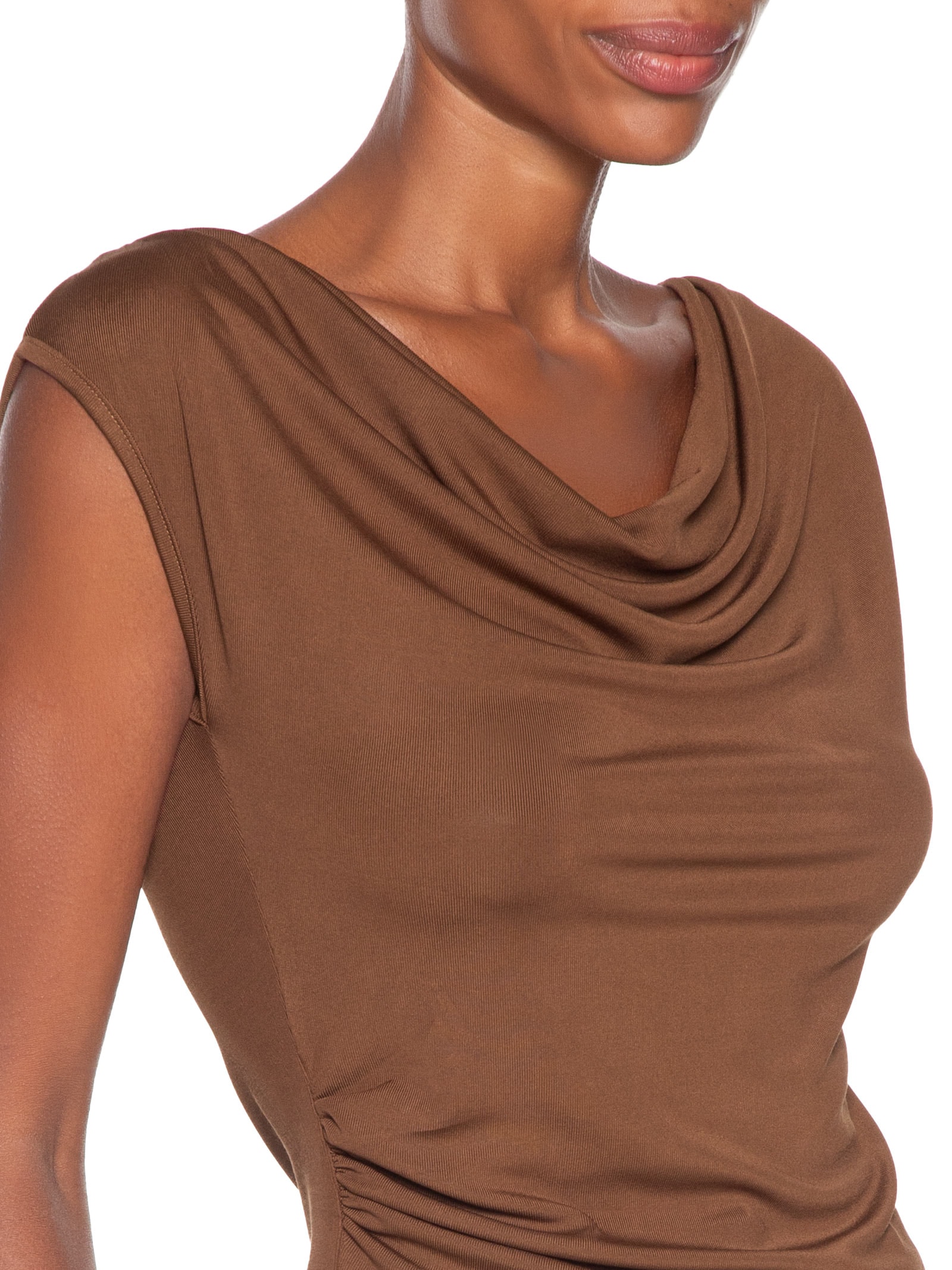 Regata Feminina Drapeada Degagê Marrom Basiq