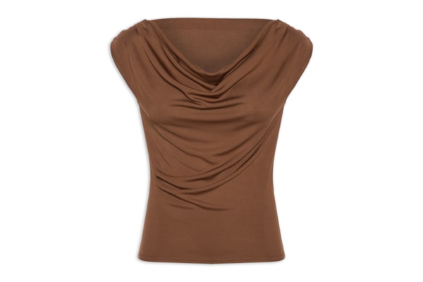 Regata Feminina Drapeada Degagê - Marrom