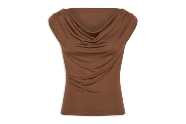 Regata Feminina Drapeada Degagê - Marrom