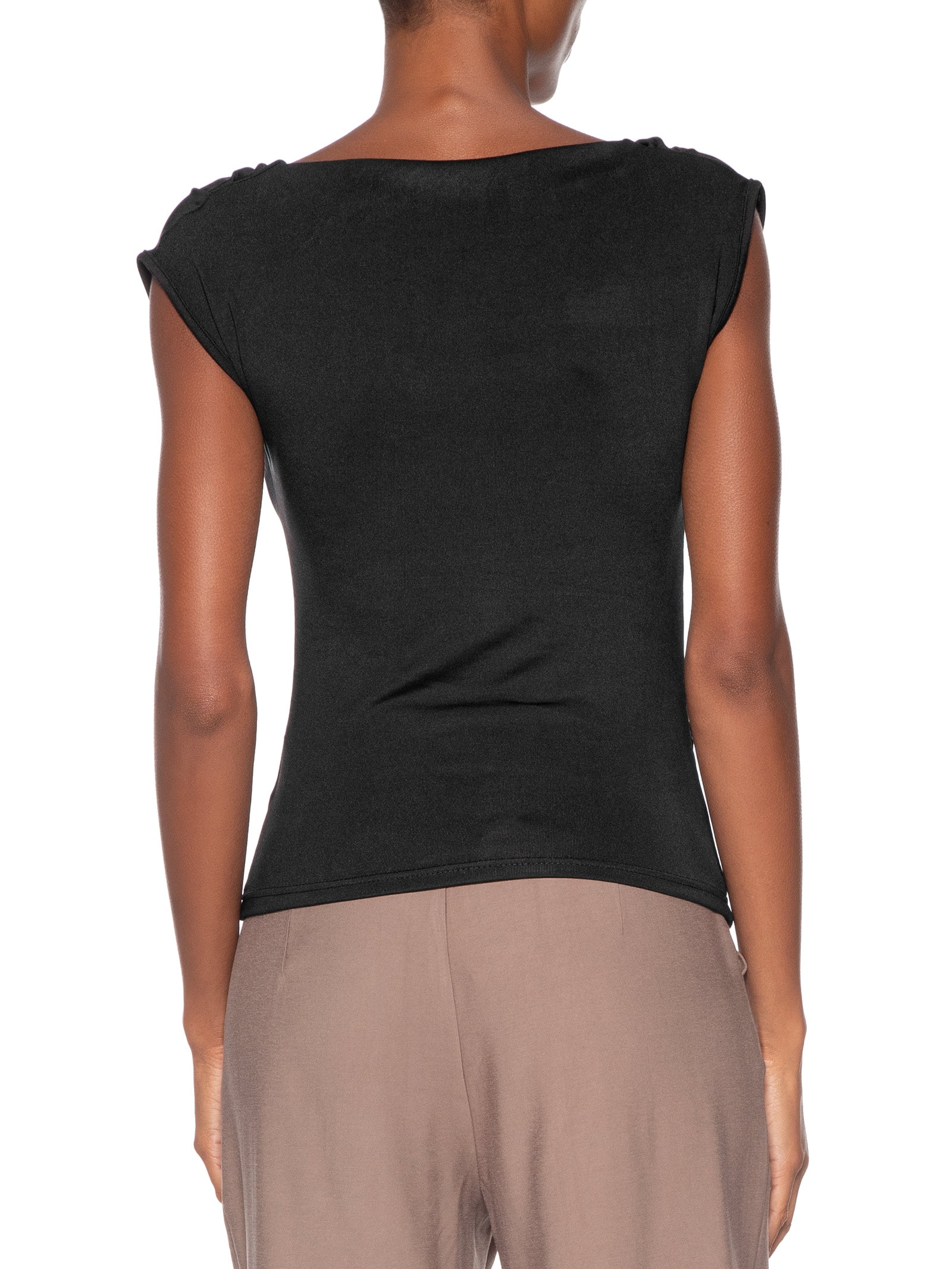 Regata Feminina Drapeada Degagê Preto Basiq