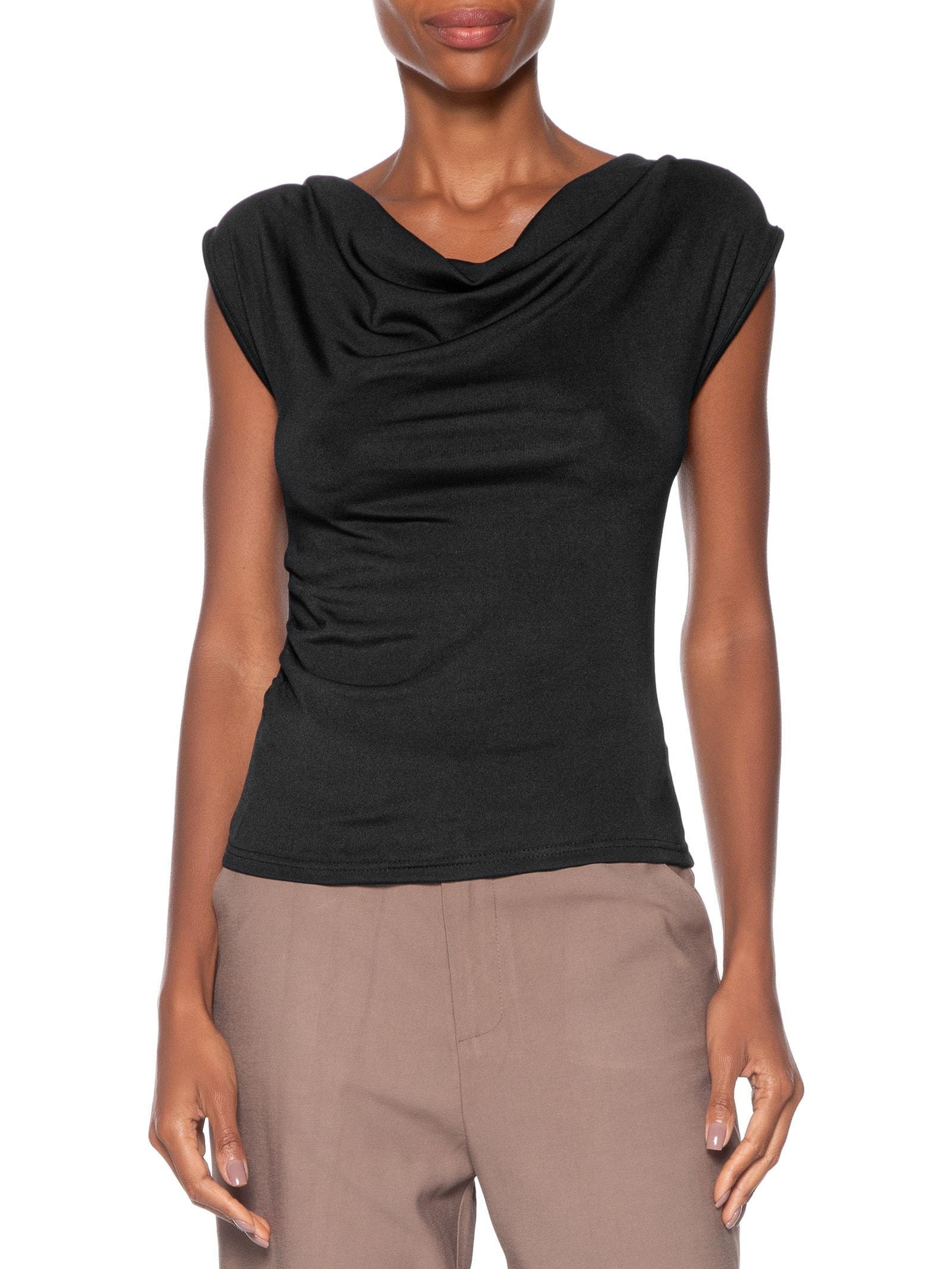 Regata Feminina Drapeada Degagê Preto Basiq