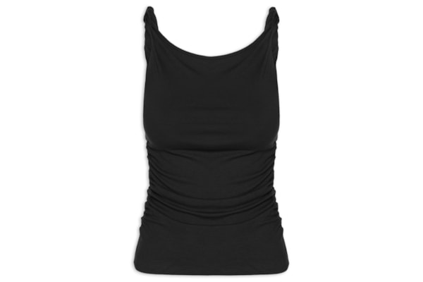 Regata Feminina Drapeada - Preto