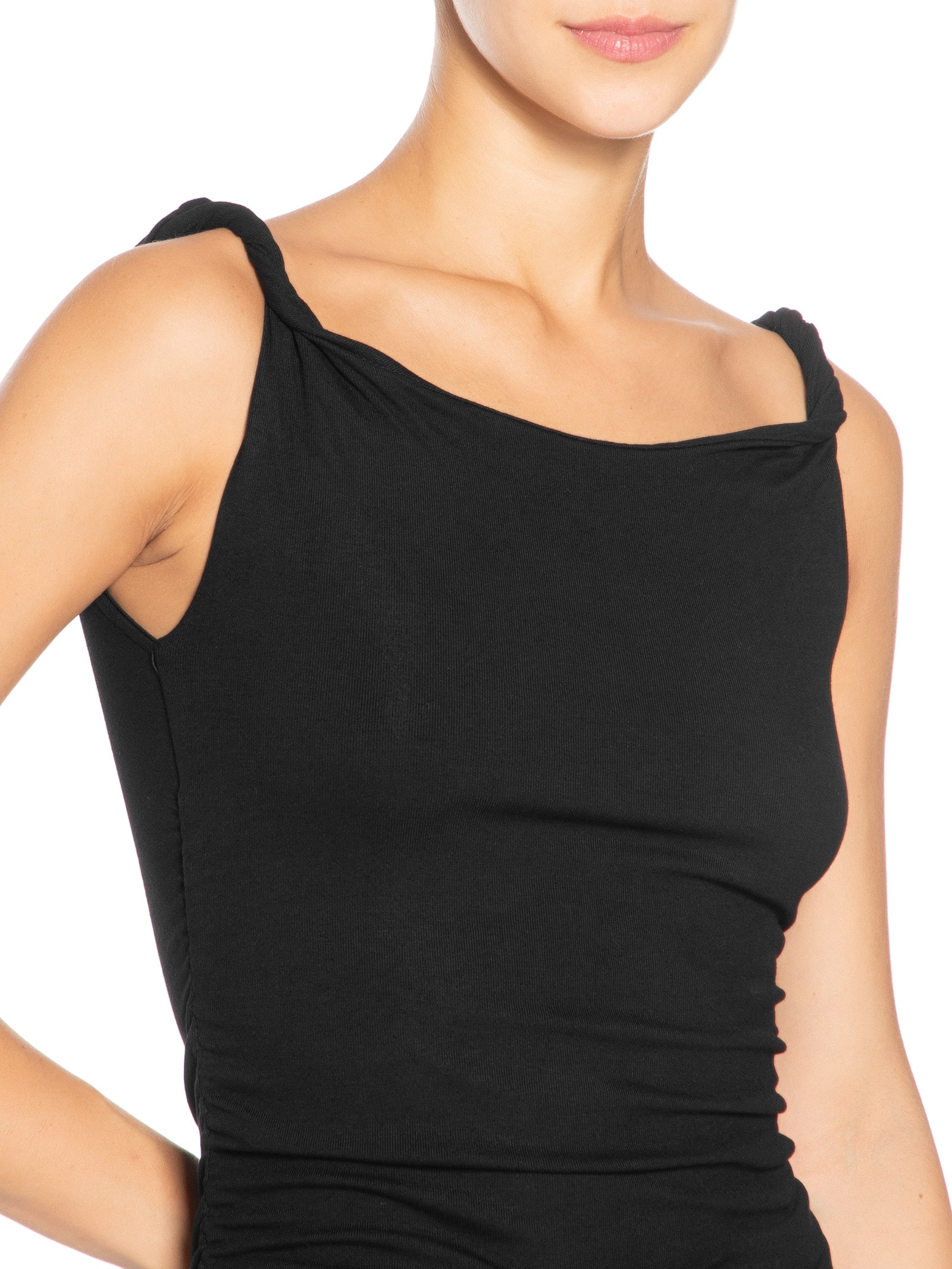 Regata Feminina Drapeada Preto Basiq