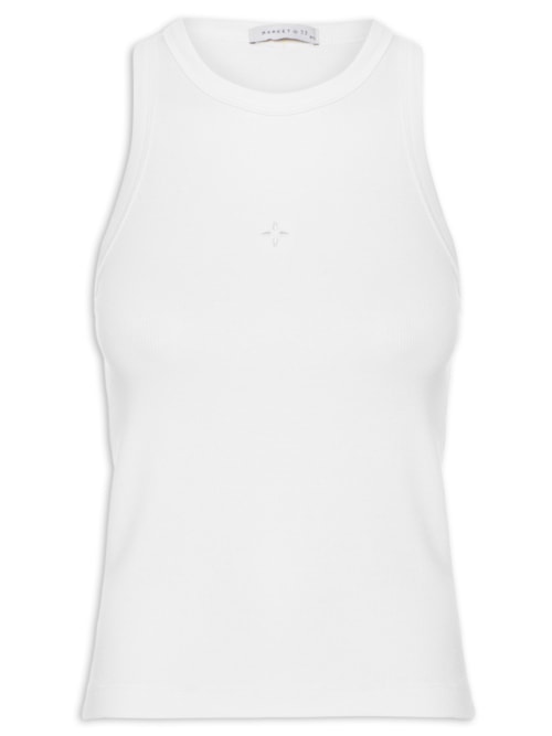 Regata Feminina Em Malha Com Bordado – Branco