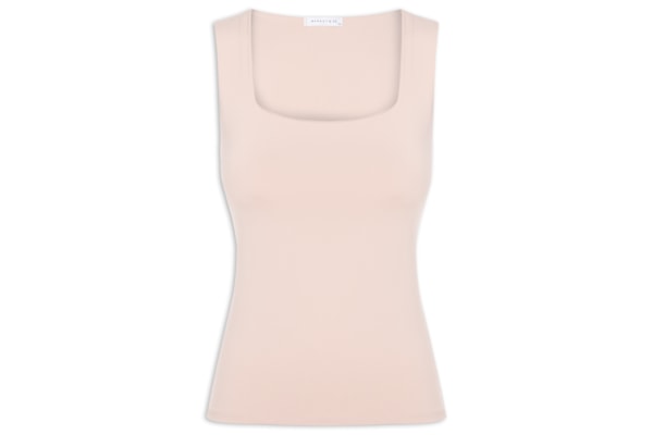 Regata Feminina em Poliamida com Decote Quadrado – Bege