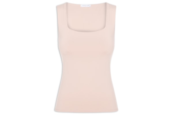 Regata Feminina em Poliamida com Decote Quadrado – Bege