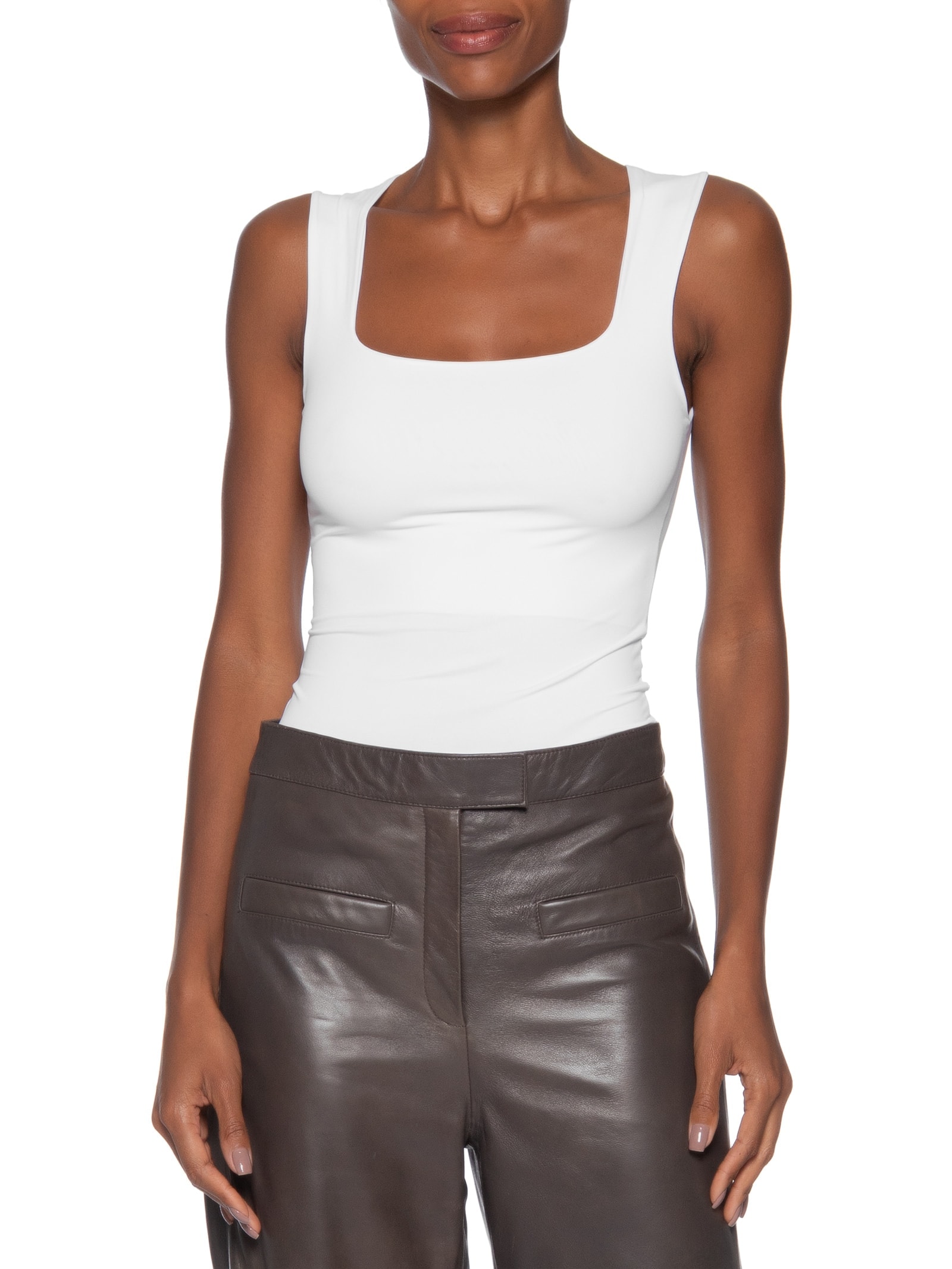 Regata Feminina em Poliamida com Decote Quadrado – Branco Market 33