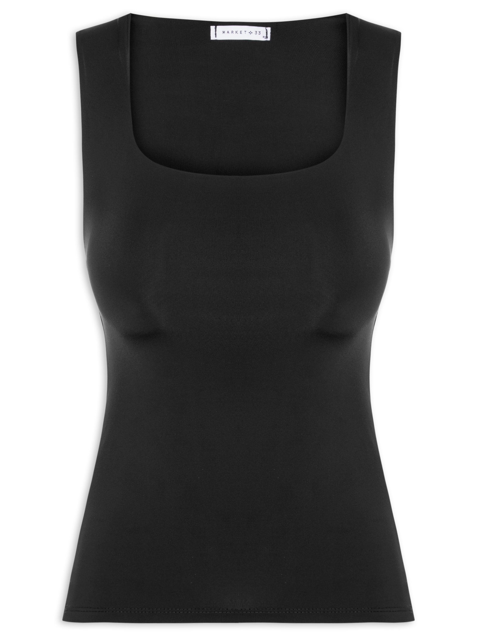 Regata Feminina em Poliamida com Decote Quadrado – Preto Market 33