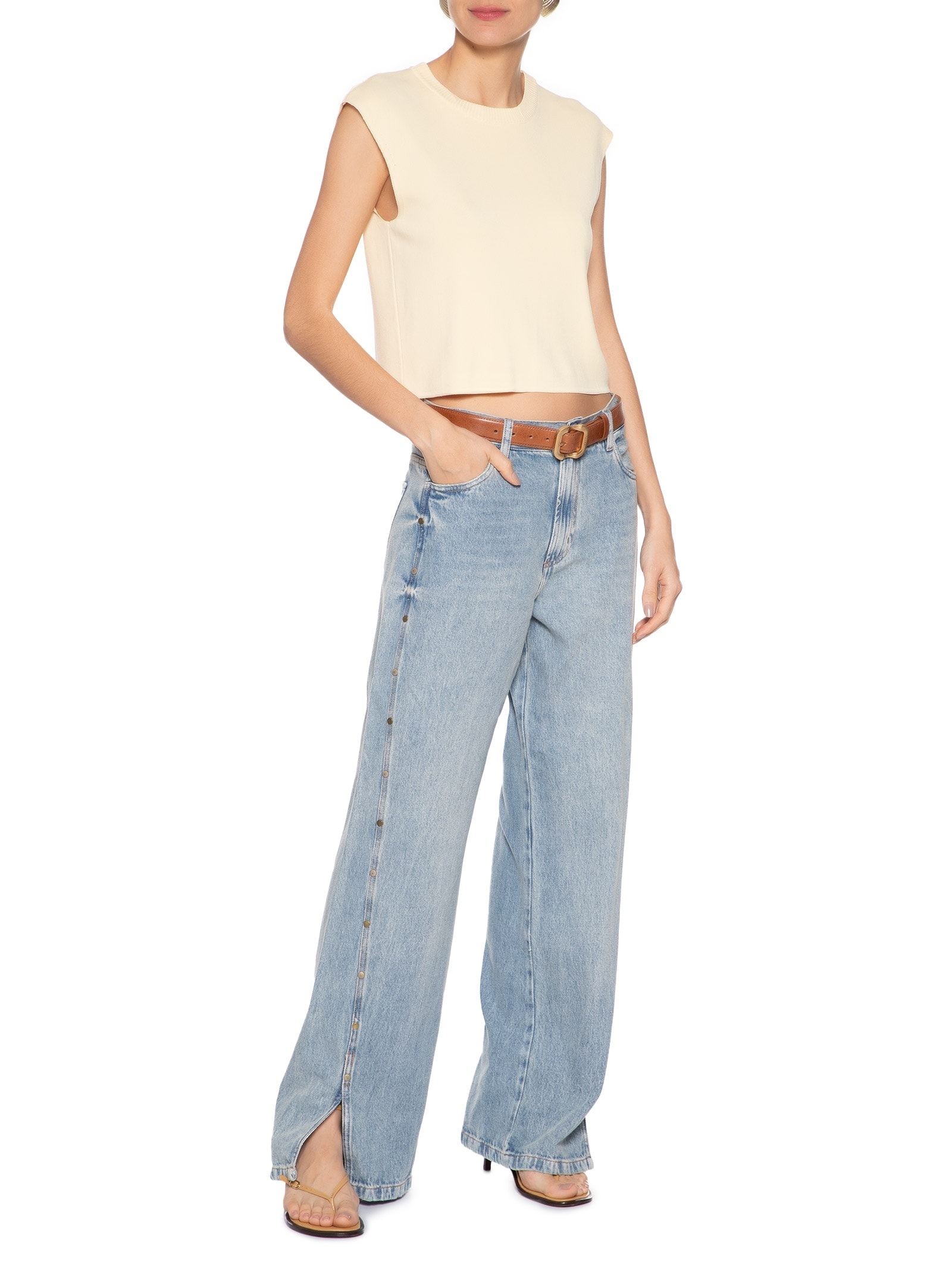 Regata Feminina Em Tricot Amarelo Market 33