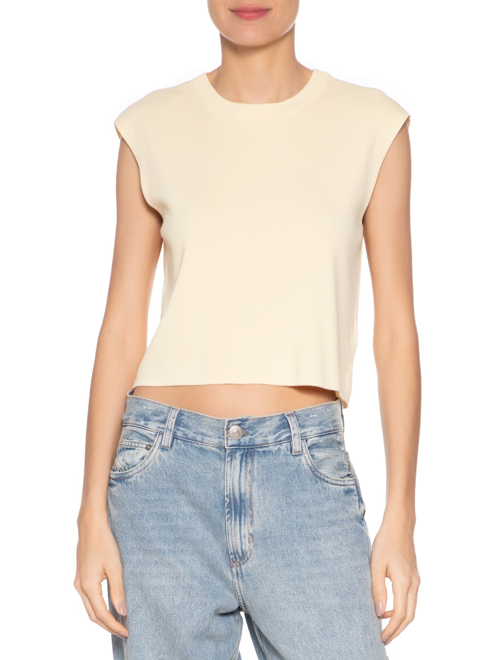 Regata Feminina Em Tricot Amarelo Market 33