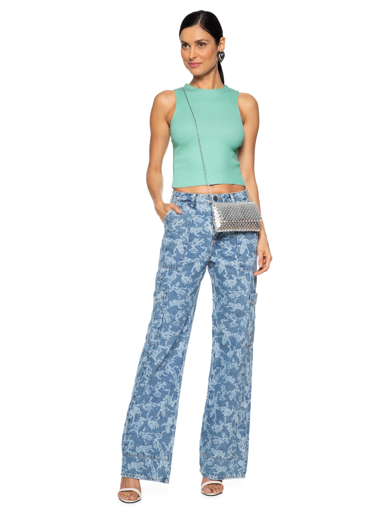 Regata Feminina Em Tricot Azul Market 33