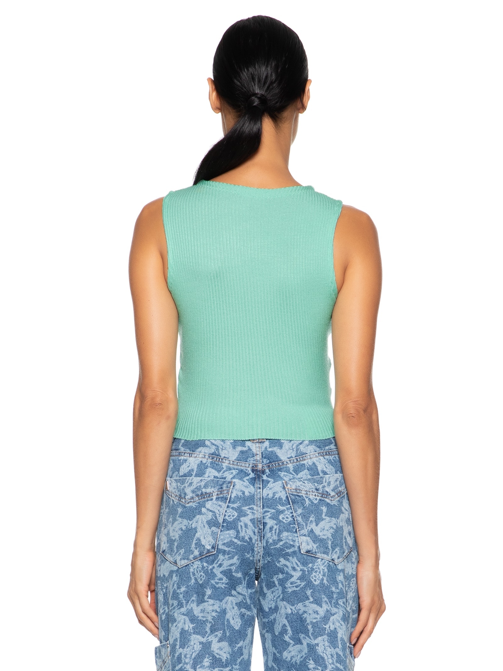 Regata Feminina Em Tricot Azul Market 33