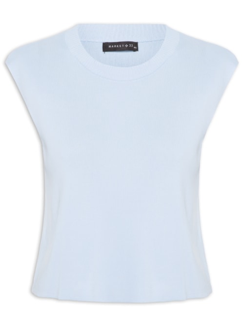 Regata Feminina Em Tricot – Azul