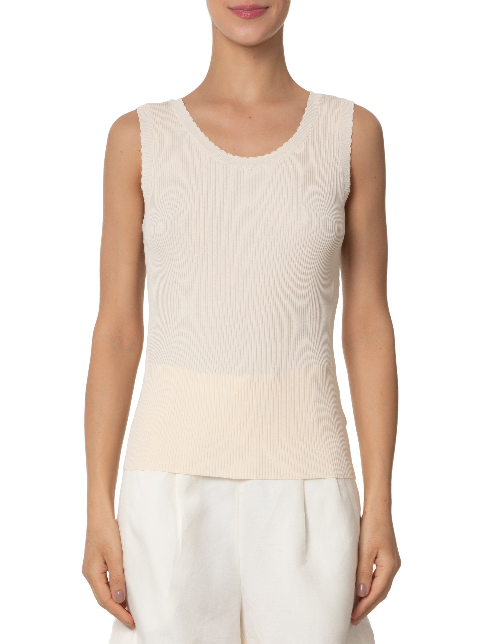 Regata Feminina Em Tricot Bege Market 33
