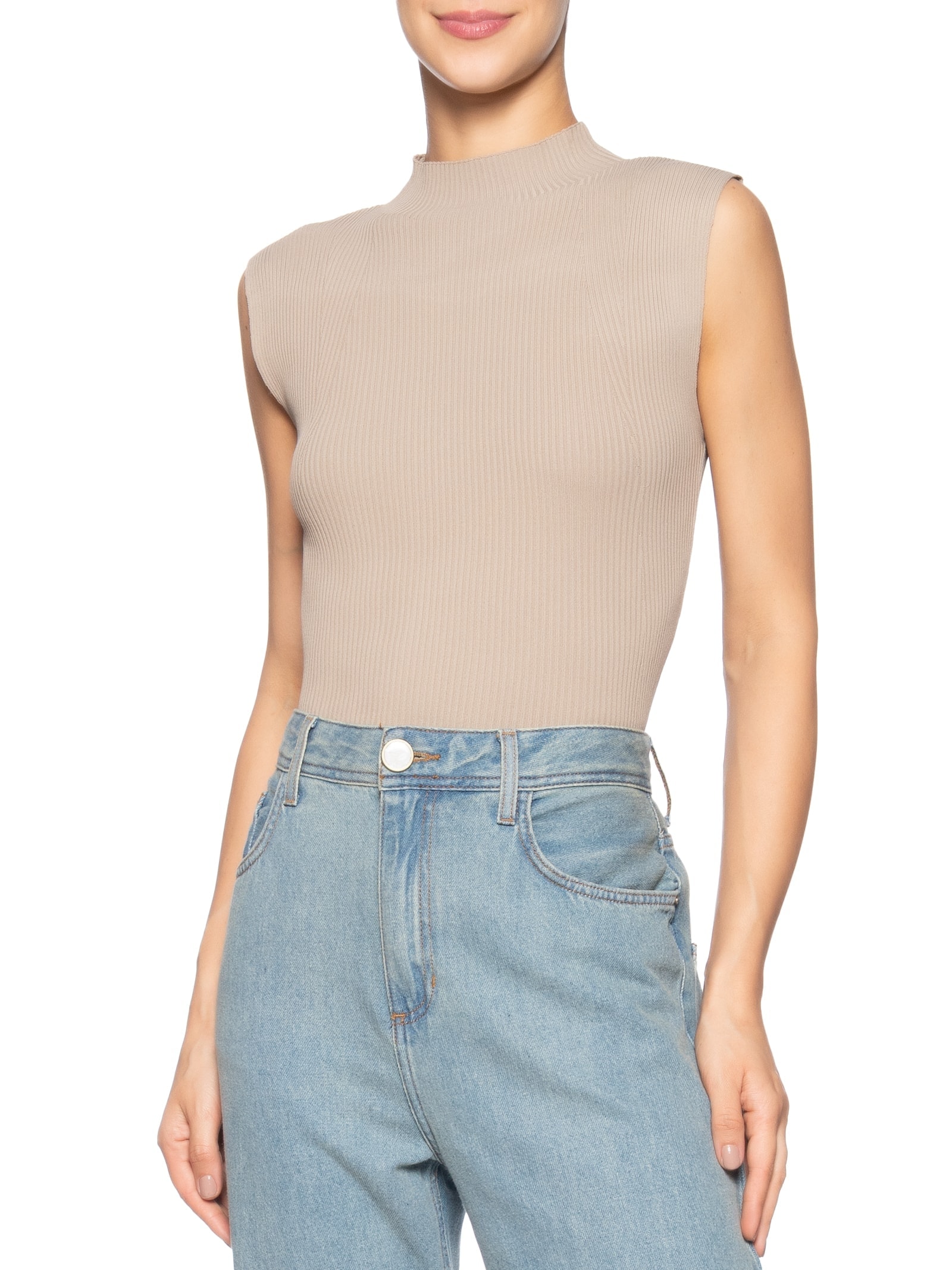 Regata Feminina Em Tricot Bege Market 33