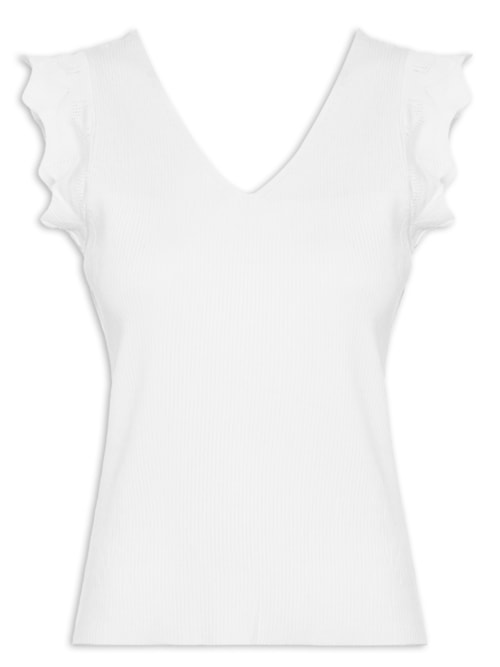 Regata Feminina Em Tricot – Branco