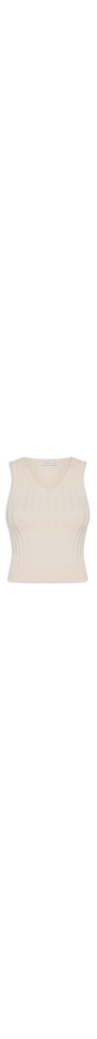 Regata Feminina Em Tricot Canelada - Bege