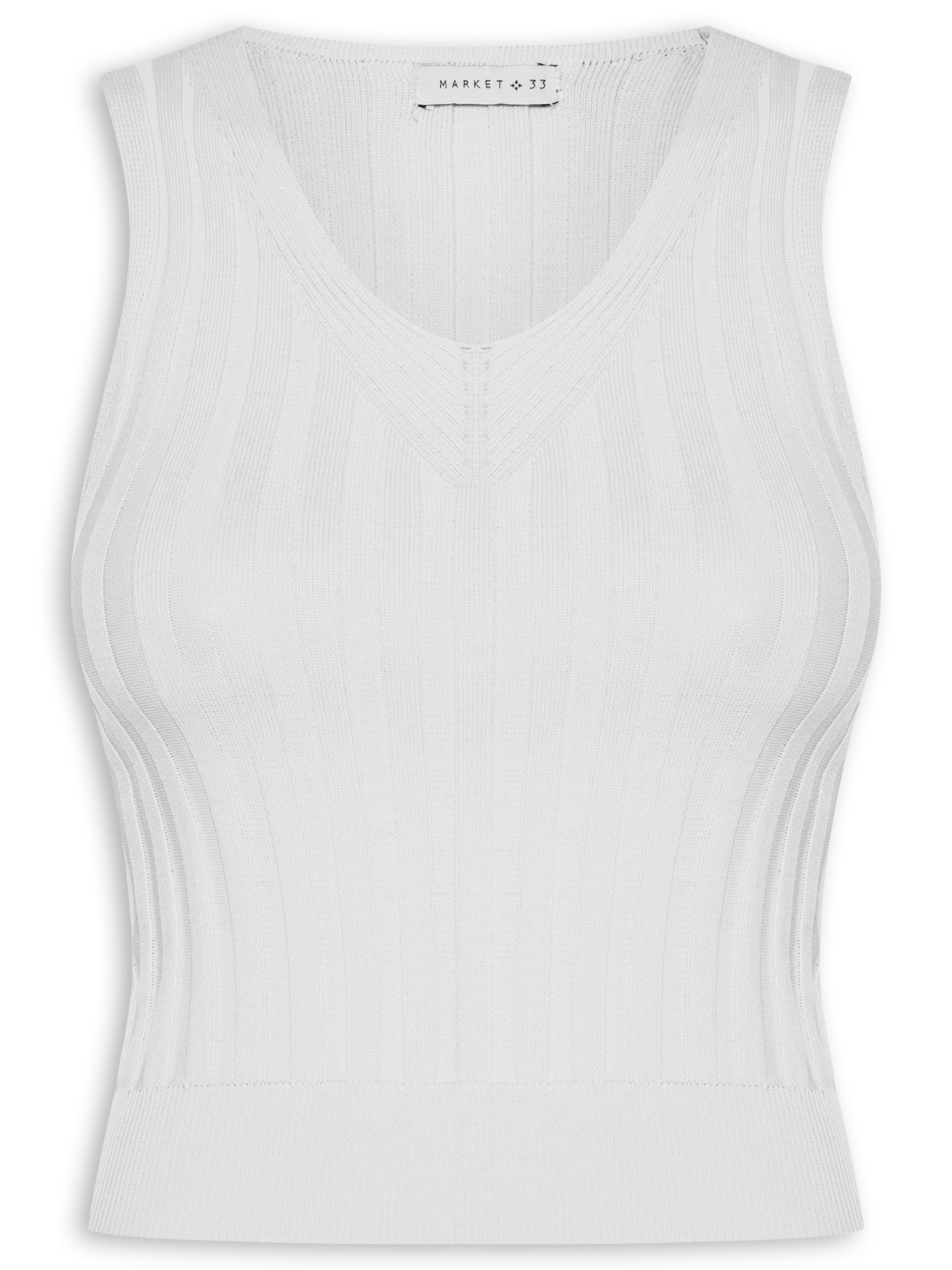 Regata Feminina Em Tricot Canelada Branco Market 33