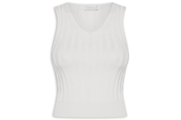 Regata Feminina Em Tricot Canelada - Branco