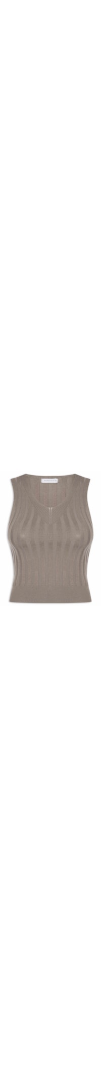 Regata Feminina Em Tricot Canelada - Cáqui