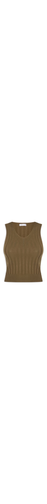 Regata Feminina Em Tricot Canelada - Marrom