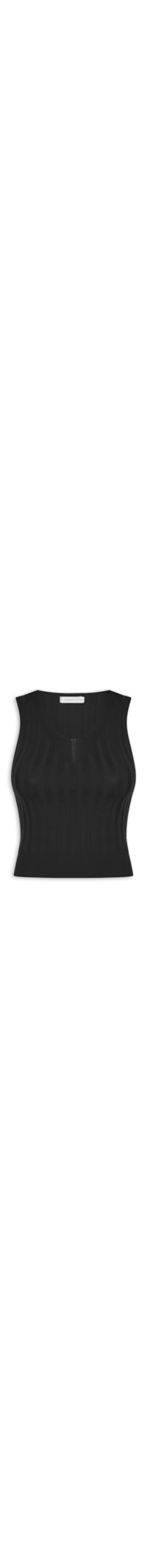 Regata Feminina Em Tricot Canelada - Preto