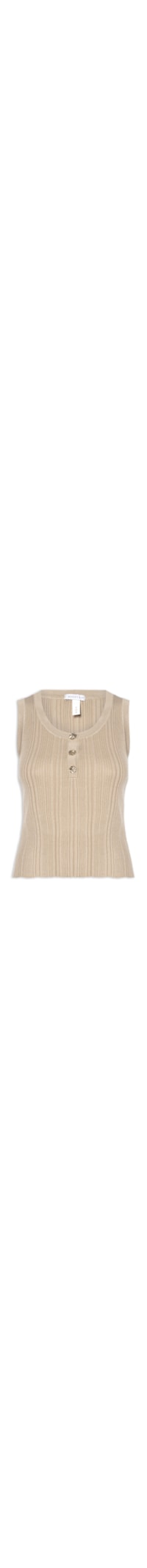 Regata Feminina em Tricot com Abotoamento - Bege