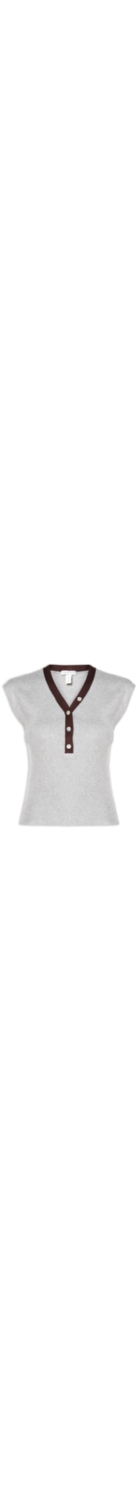 Regata Feminina em Tricot com Abotoamento - Cinza
