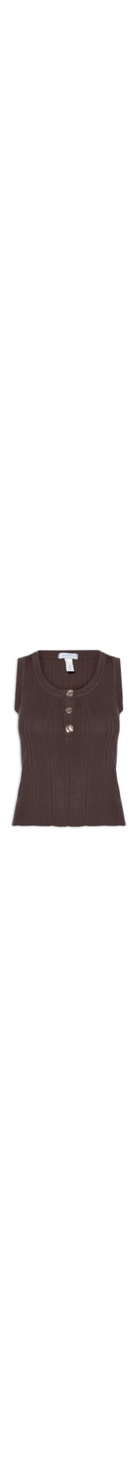 Regata Feminina em Tricot com Abotoamento - Marrom