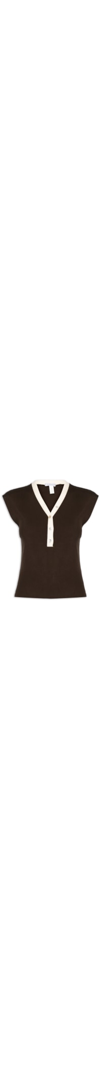 Regata Feminina em Tricot com Abotoamento - Marrom