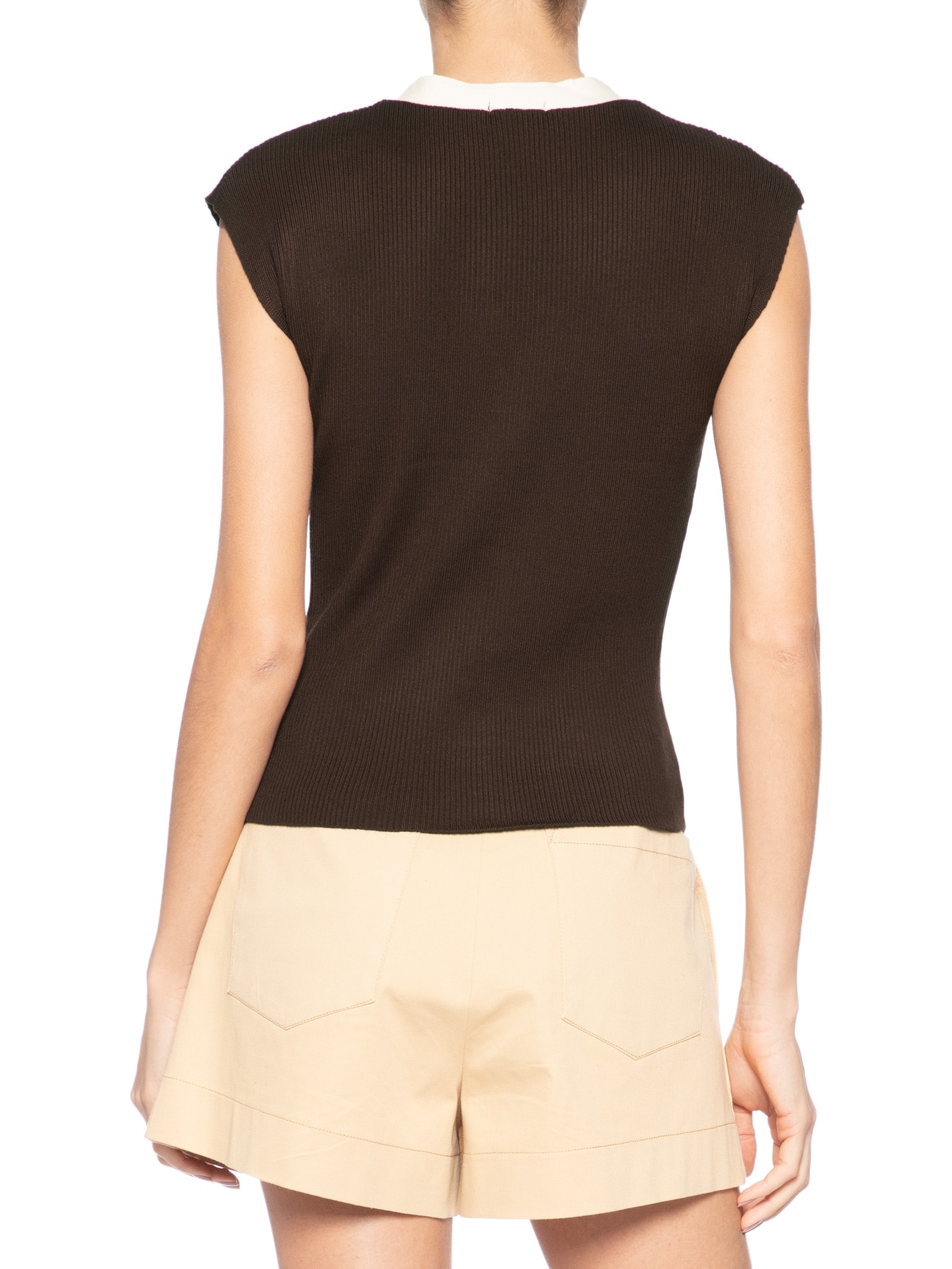 Regata Feminina em Tricot com Abotoamento Marrom Market 33