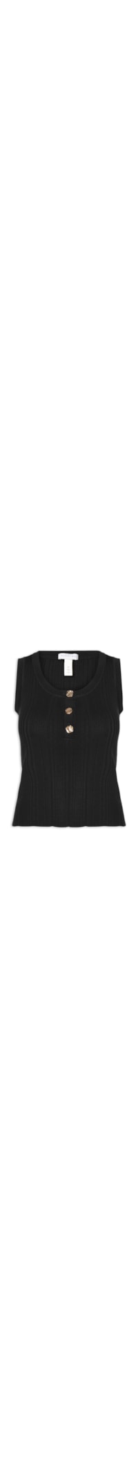 Regata Feminina em Tricot com Abotoamento - Preto