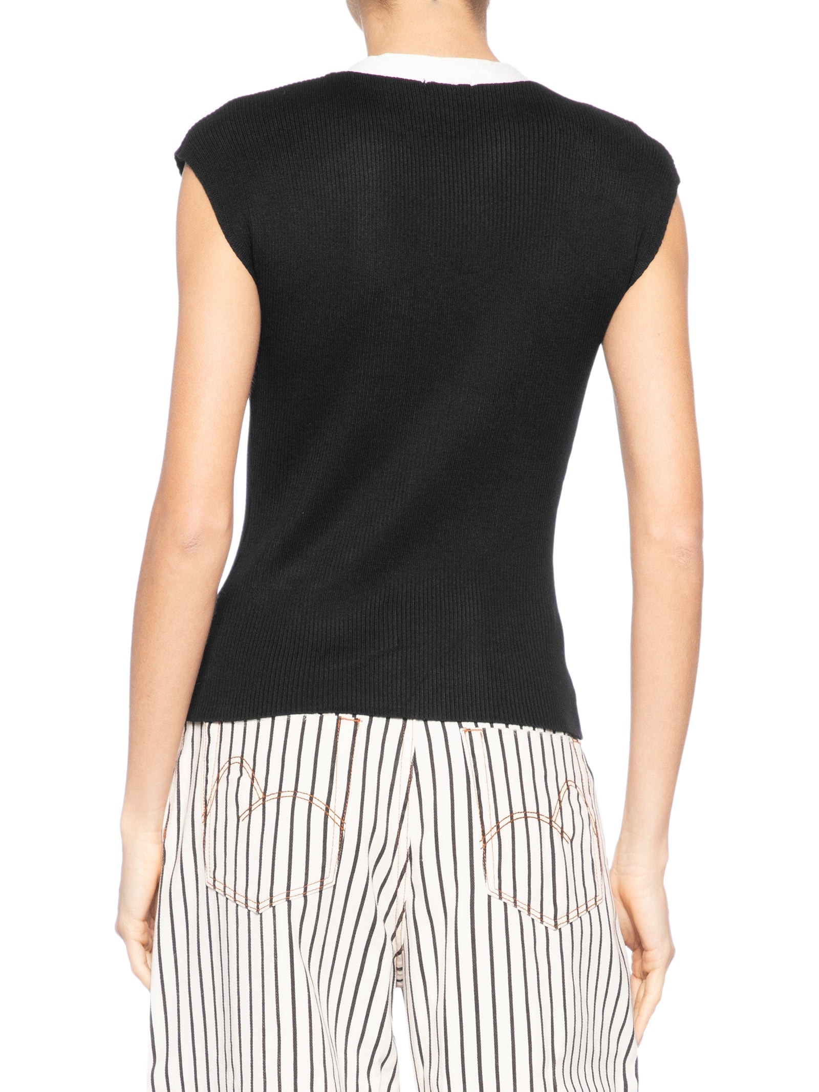 Regata Feminina em Tricot com Abotoamento Preto Market 33