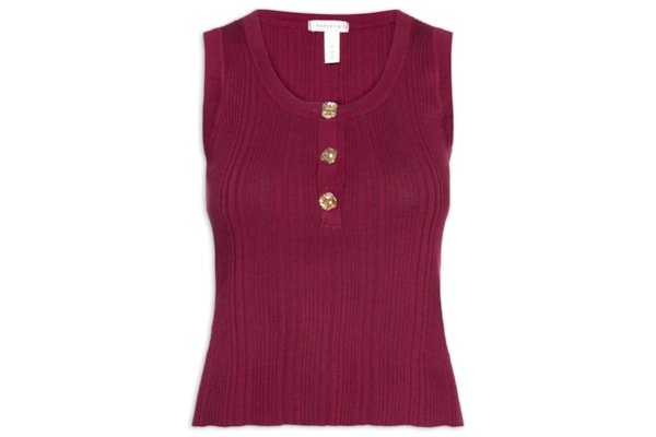 Regata Feminina em Tricot com Abotoamento - Vermelho