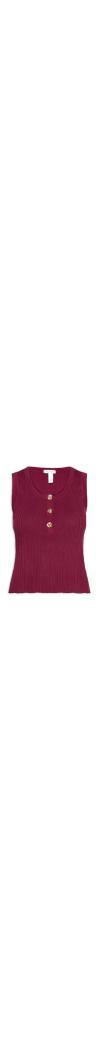 Regata Feminina em Tricot com Abotoamento - Vermelho