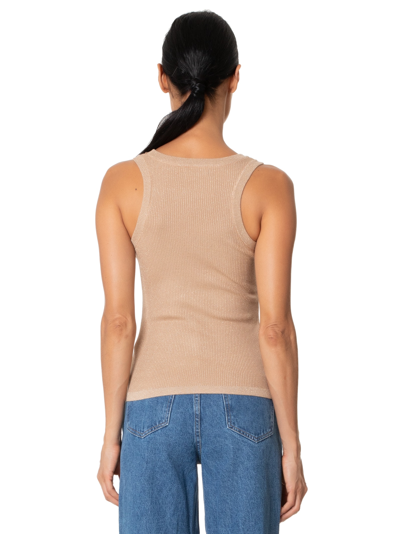 Regata Feminina em Tricot com Lurex Marrom Market 33