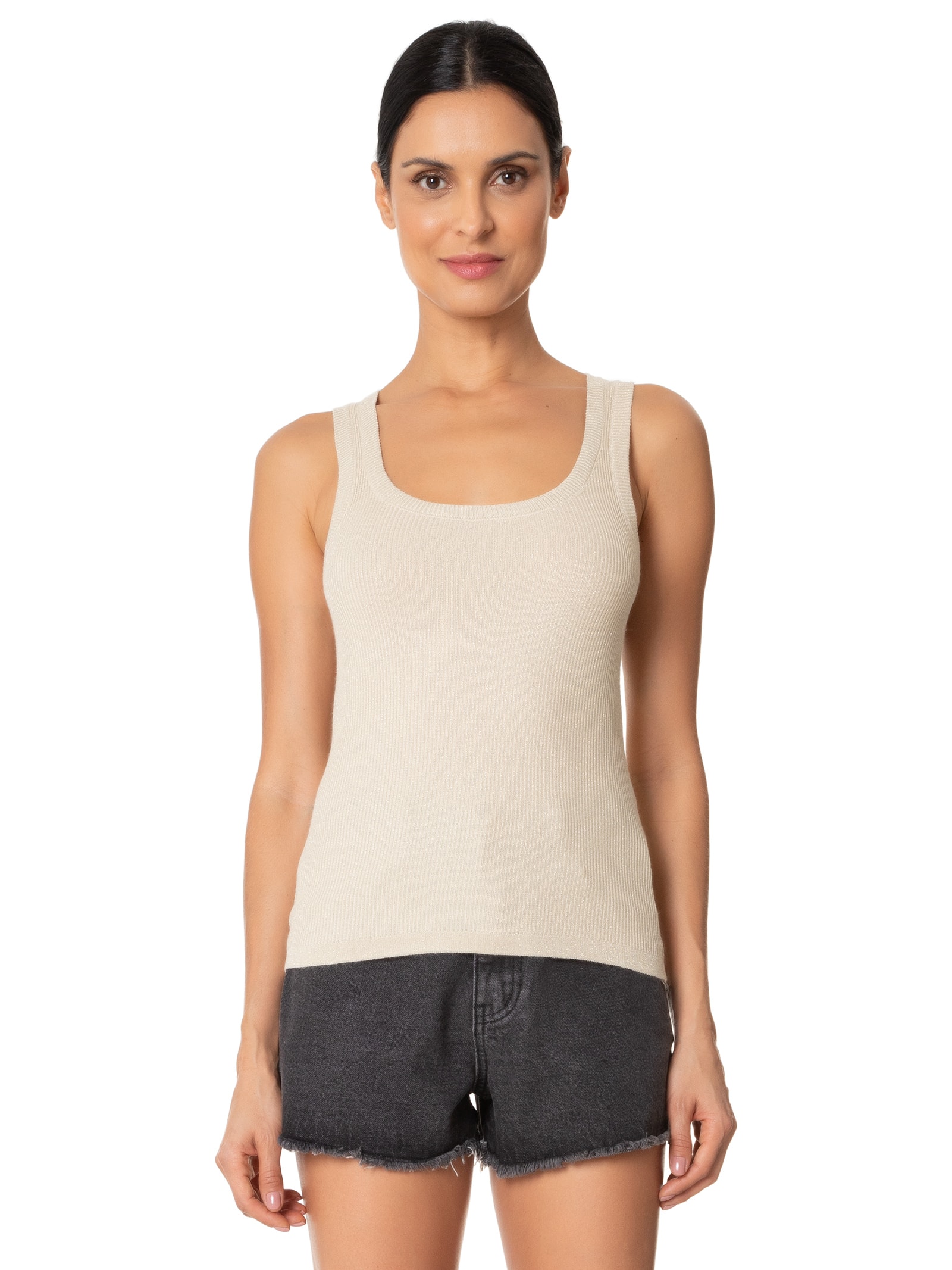 Regata Feminina em Tricot com Lurex Marrom Market 33