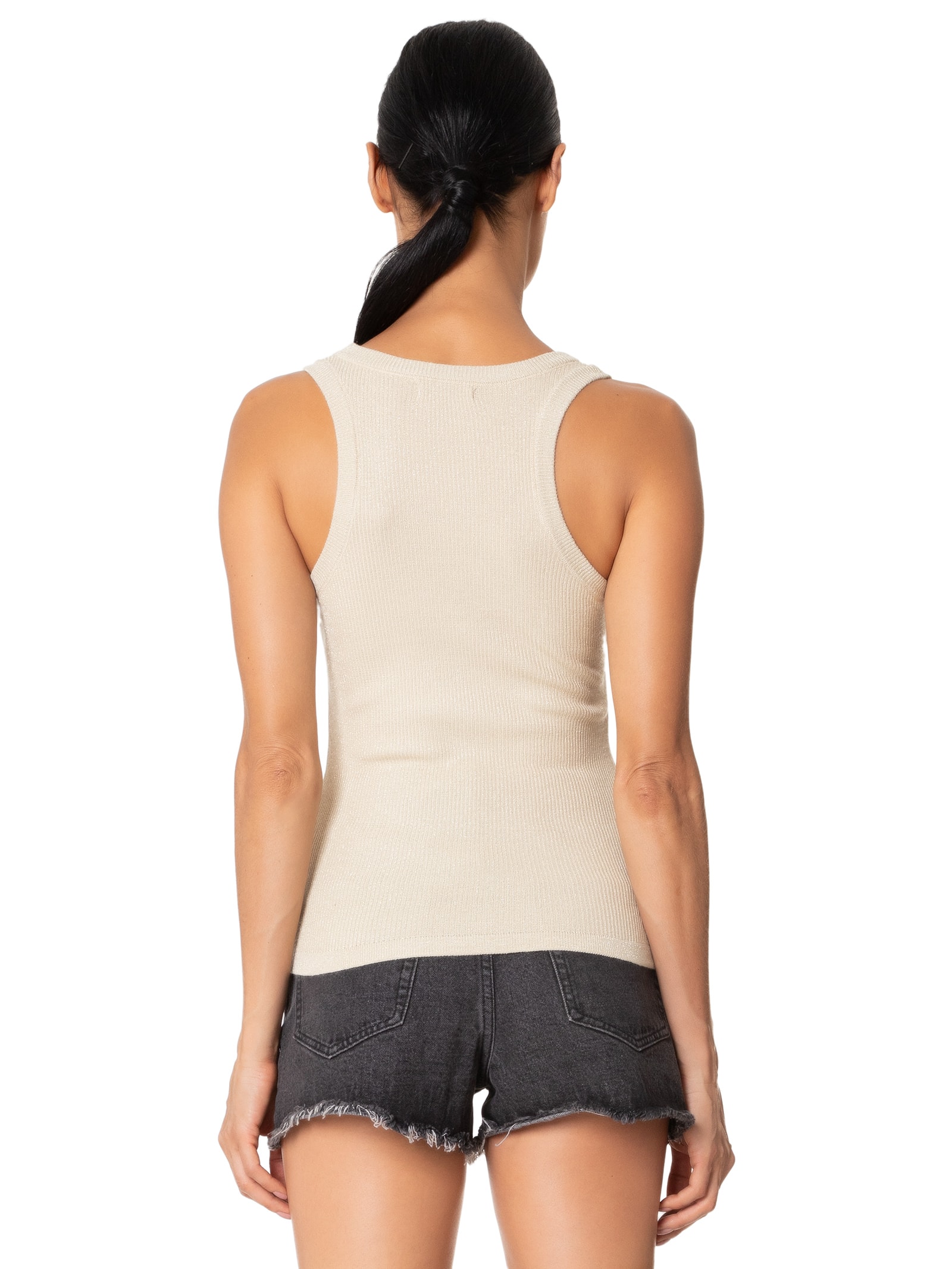 Regata Feminina em Tricot com Lurex Marrom Market 33